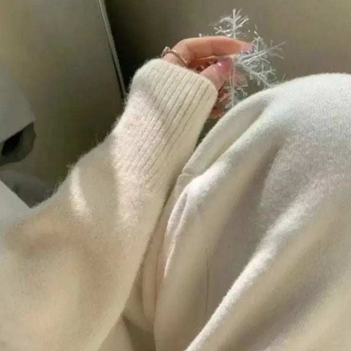 [BUNJANG] Ivory Ribbon Button V-Neck Cardigan / 리본 버튼 아이보리 가디건