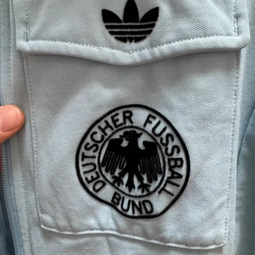 [BUNJANG] Adidas Germany H Sky Blue Black Track Top Jersey / 아디다스 독일 하 스카이블루 블랙 트랙탑 저지 져지집업 95/M