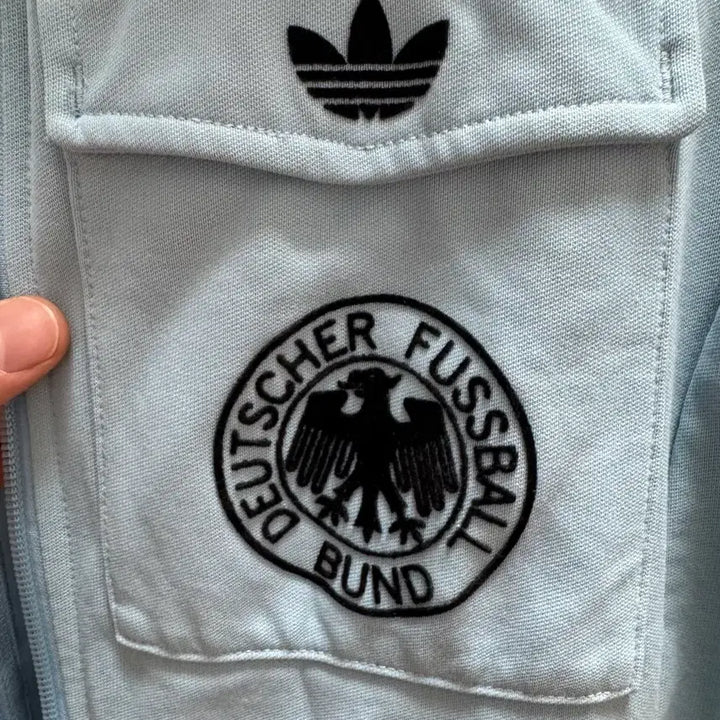 [BUNJANG] Adidas Germany H Sky Blue Black Track Top Jersey / 아디다스 독일 하 스카이블루 블랙 트랙탑 저지 져지집업 95/M