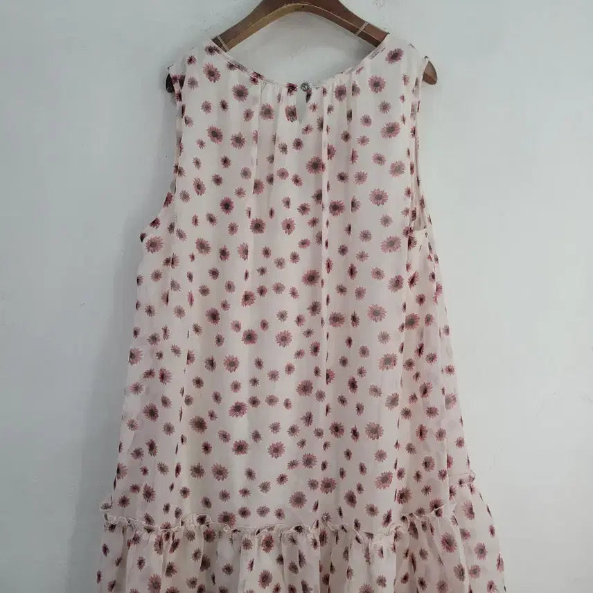 [BUNJANG] Floral Chiffon Lace Midi Dress / 플라워 쉬폰 레이스 넥 민소매 원피스