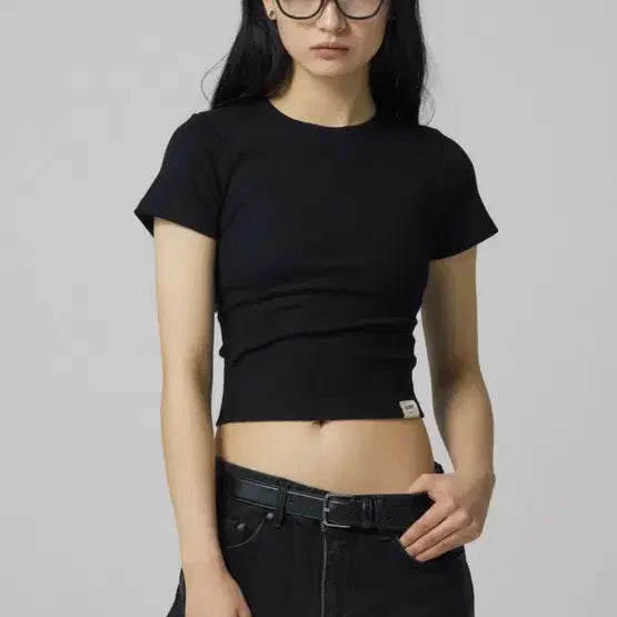 [BUNJANG] Glony G Classic Rib Crew Neck T-shirt / 글로니 G CLASSIC RIB 크루넥 티셔츠 블랙