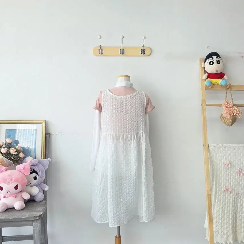 [SOLD OUT] 빈티지 만원샵 화이트 러블리 롱 뷔스티에