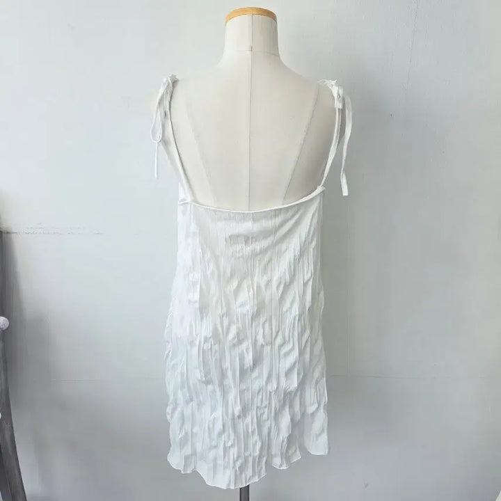 [SOLD OUT] 빈티지 만원샵 화이트 주름 끈 뷔스티에
