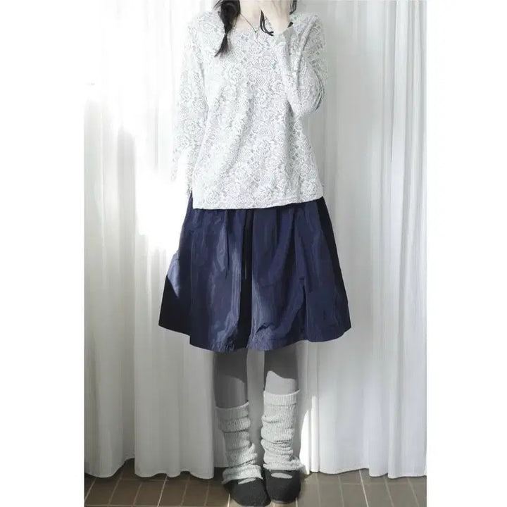 [BUNJANG] Floral Lace Pattern Long Sleeve Top / 플라워 레이스 패턴 롱슬리브