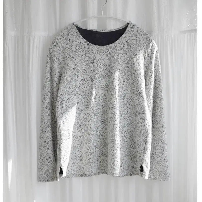 [BUNJANG] Floral Lace Pattern Long Sleeve Top / 플라워 레이스 패턴 롱슬리브