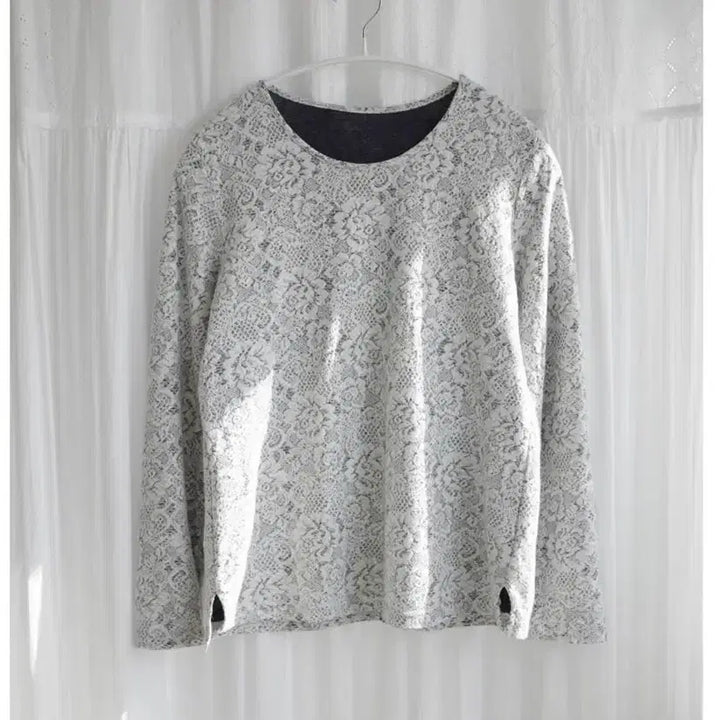 [BUNJANG] Floral Lace Pattern Long Sleeve Top / 플라워 레이스 패턴 롱슬리브