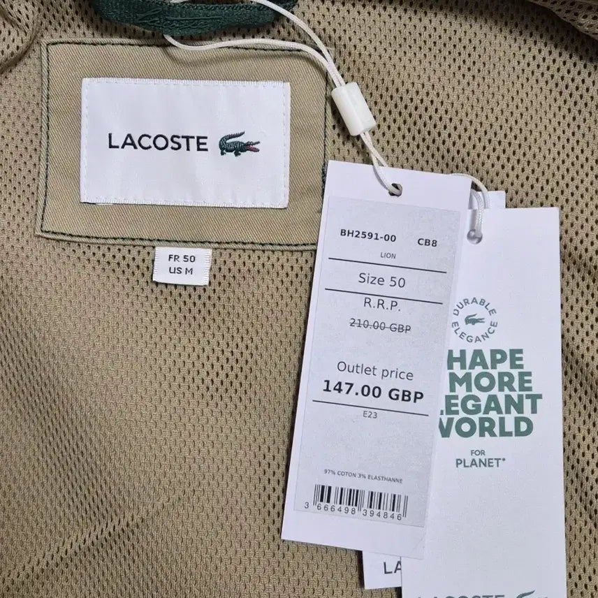 [BUNJANG] Lacoste Cotton Zip-Up Jacket (New) BH2591 / 라코스테 코튼 집업 자켓(새상품) BH2591