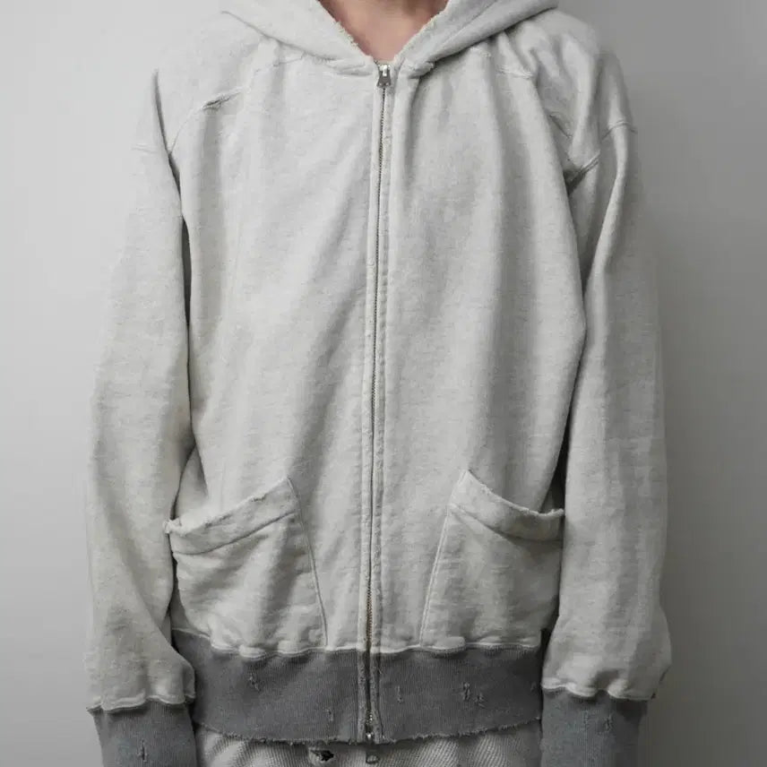 [BUNJANG] Anselm Zip Up Hoodie Heather White / 안셀름 ZIP UP HOODIE [HEATHER WHITE]