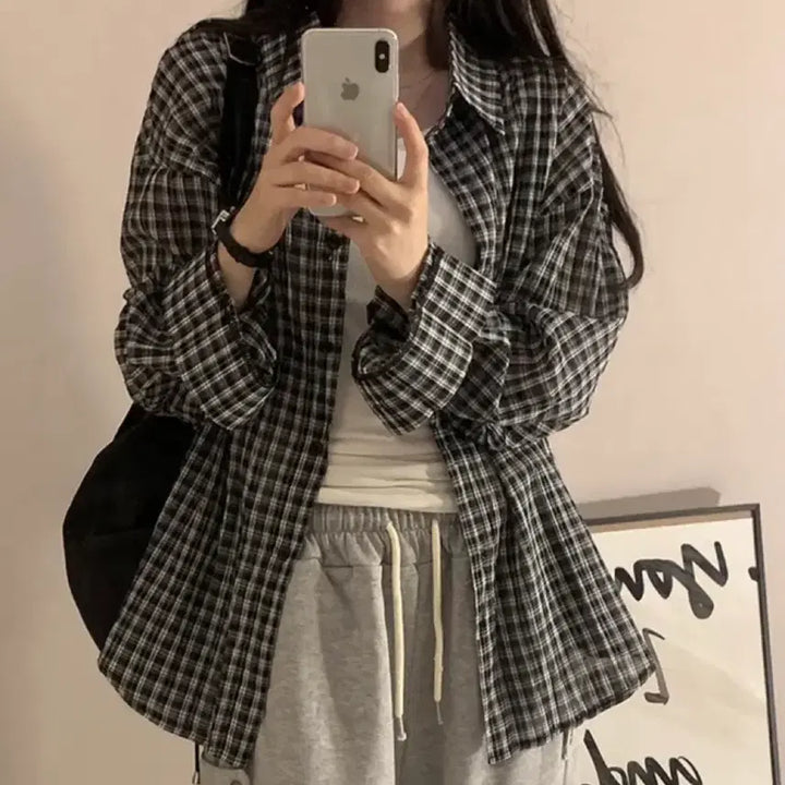 [BUNJANG] Vintage Loose Fit Checkered Shirt / 빈티지 루즈핏 체크 셔츠