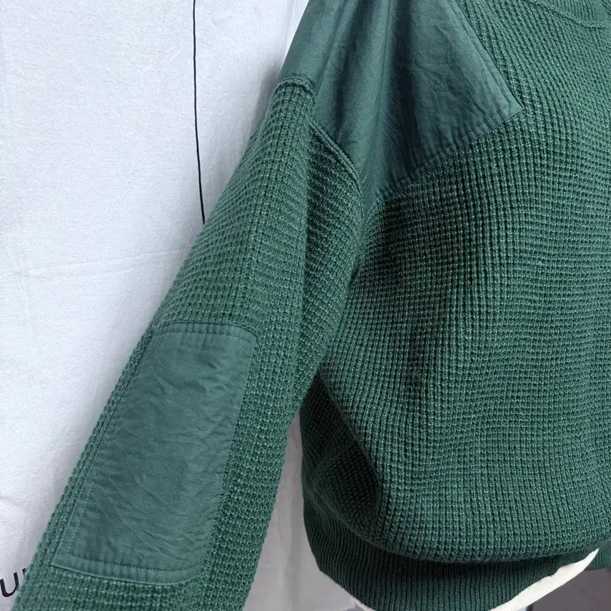 [BUNJANG] Champion Vintage Waffle Knit Sweater Patch Green M / 챔피온 Champion 스웨터 빈티지 니트 패치 와플 그린 녹색니트