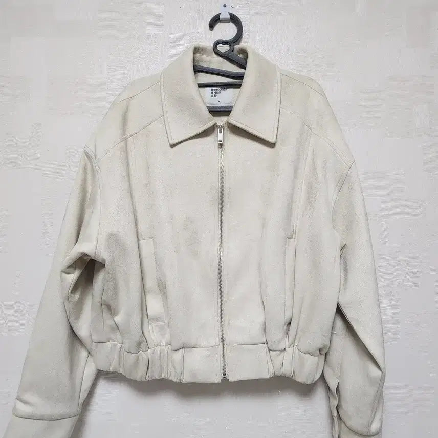 [BUNJANG] 8seconds Faux Suede Blouson Jacket Ivory M / 에잇세컨즈 페이크 스웨이드 블루종 자켓 재킷 점퍼 아이보리 M