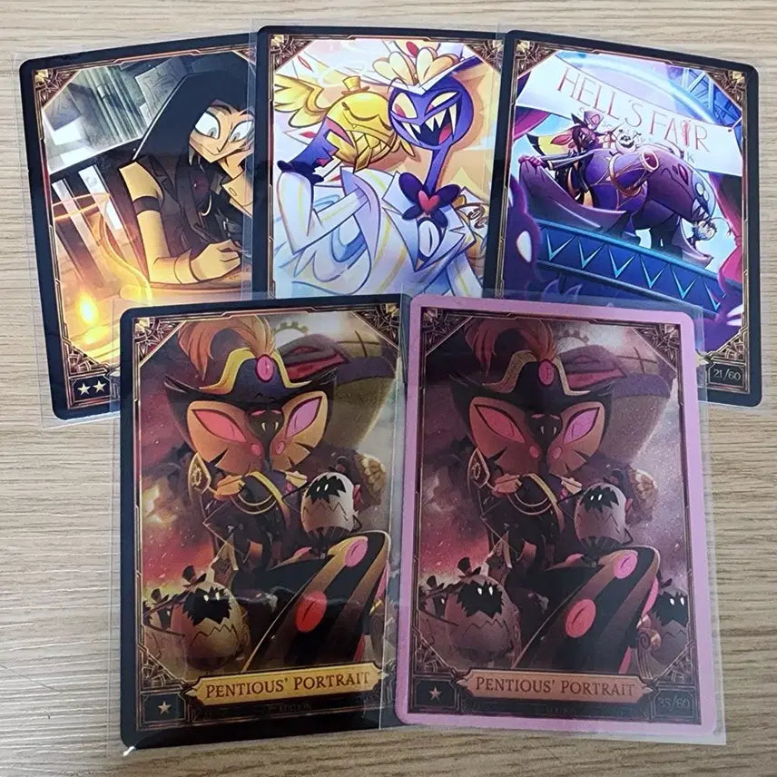 [BUNJANG] Hazbin Hotel Season 2 Trading Card Bundle Set / 해즈빈호텔 시즌2 트레이딩 카드 펜셔스 5장 일괄