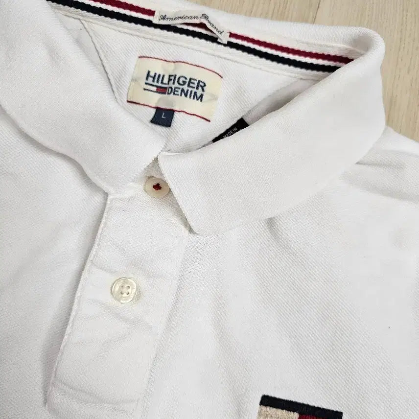 [BUNJANG] Tommy Hilfiger Cotton Pique Polo Shirt / [L] 타미힐피거 화이트 코튼 피케 폴로 셔츠 (반팔 카라티)