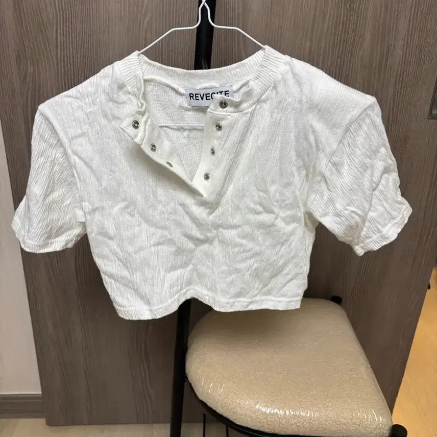 [BUNJANG] Cropped Top and Pants Set (Ribbed, Shoulder Pad) / 크롭 티 및 바지 세트 (골지, 어깨패드)