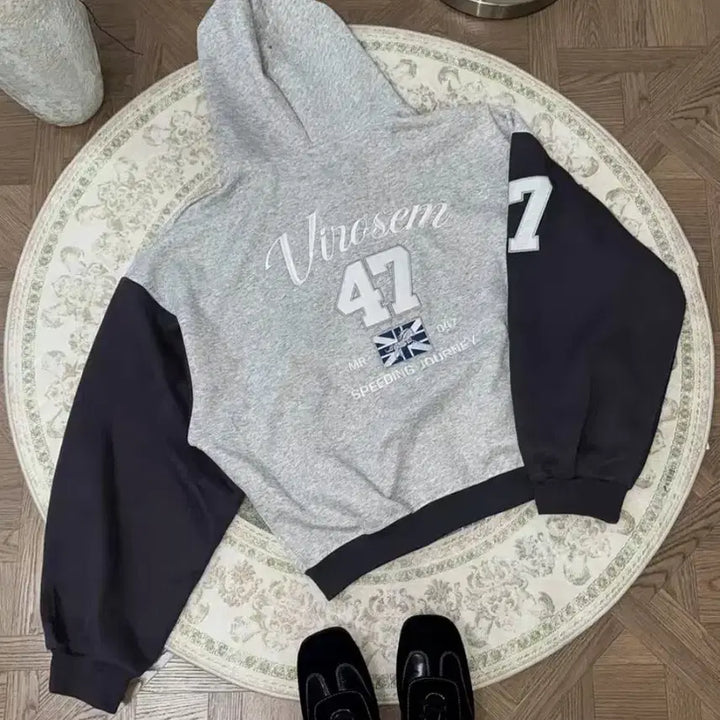 [BUNJANG] Y2K Color Block Hooded Zip-up / 유니크 Y2K 배색 후드집업 y2k 그레이 후드집업 하이틴룩 키치룩