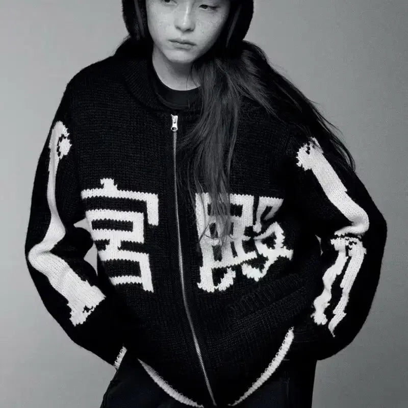 [BUNJANG] Palace Bones Cowichan Knit Black S / 팔라스 Palace 본즈 코위찬 니트 블랙 S