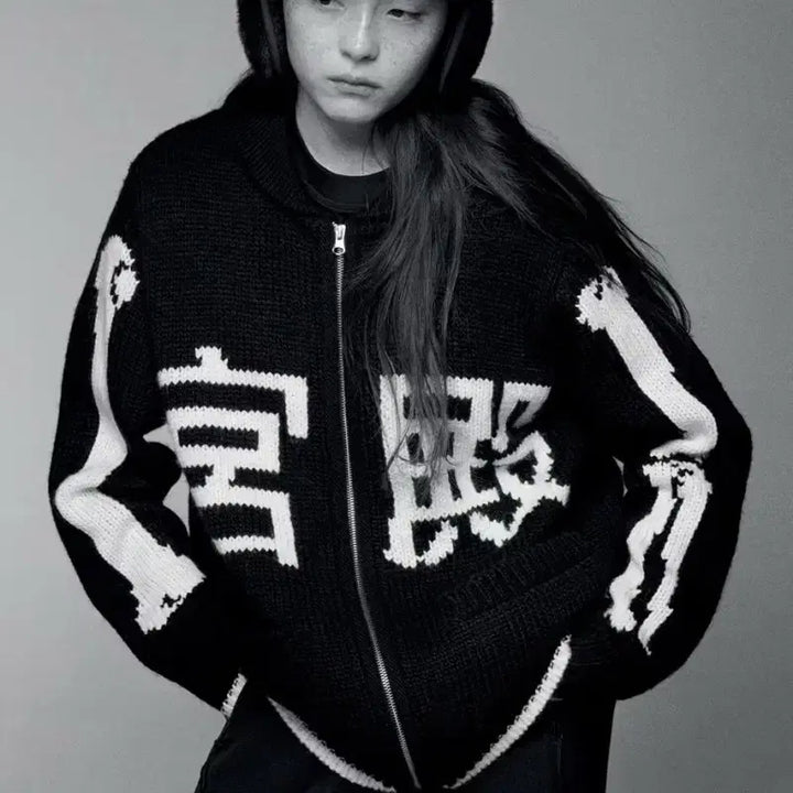 [BUNJANG] Palace Bones Cowichan Knit Black S / 팔라스 Palace 본즈 코위찬 니트 블랙 S