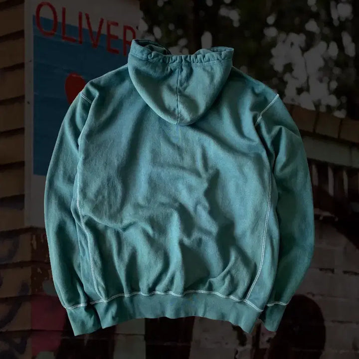 [BUNJANG] Harley Davidson Museum Dark Green Dyed Hoodie / 할리데이비슨 뮤지엄 다잉 다크 그린 후드티
