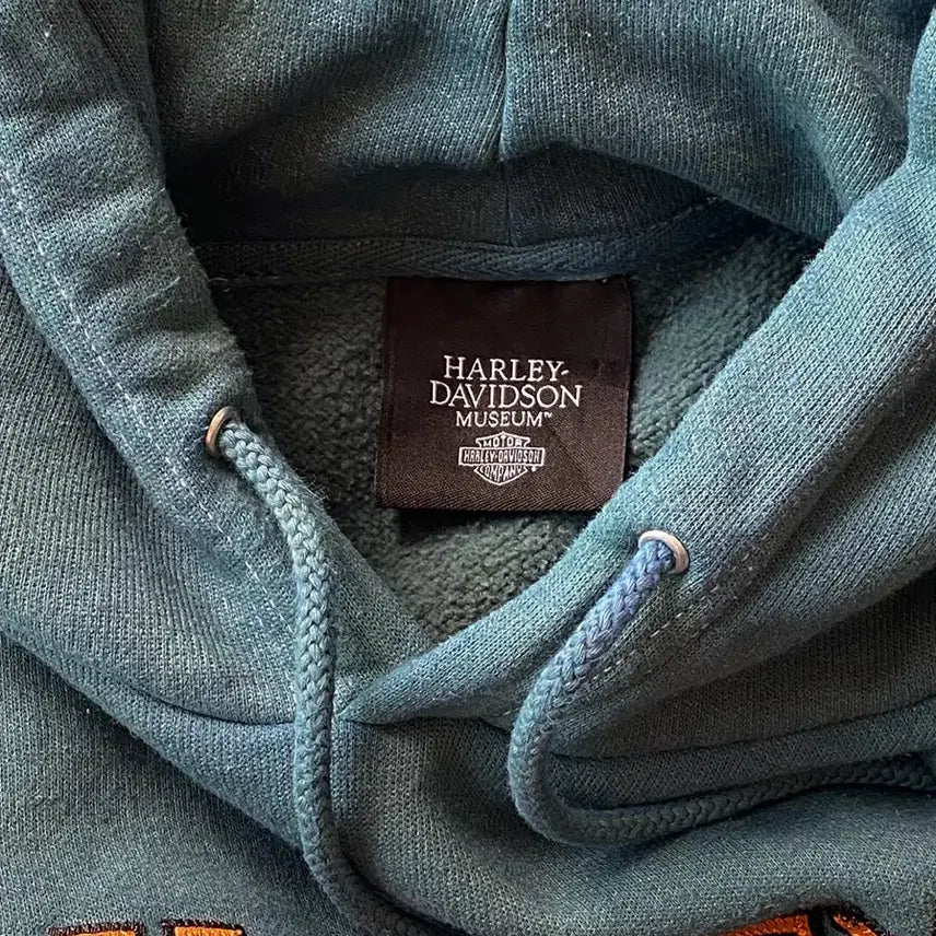[BUNJANG] Harley Davidson Museum Dark Green Dyed Hoodie / 할리데이비슨 뮤지엄 다잉 다크 그린 후드티