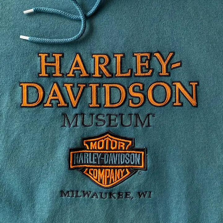 [BUNJANG] Harley Davidson Museum Dark Green Dyed Hoodie / 할리데이비슨 뮤지엄 다잉 다크 그린 후드티