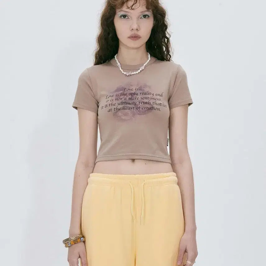[BUNJANG] Sculptor Cropped T-Shirt Beige S / 스컬프터 크롭탑 티셔츠 베이지 S