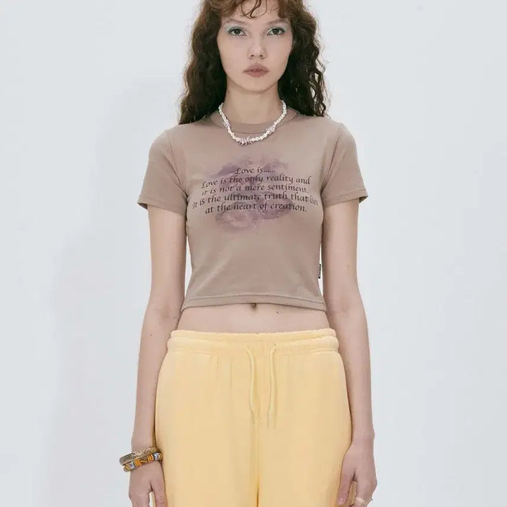 [BUNJANG] Sculptor Cropped T-Shirt Beige S / 스컬프터 크롭탑 티셔츠 베이지 S