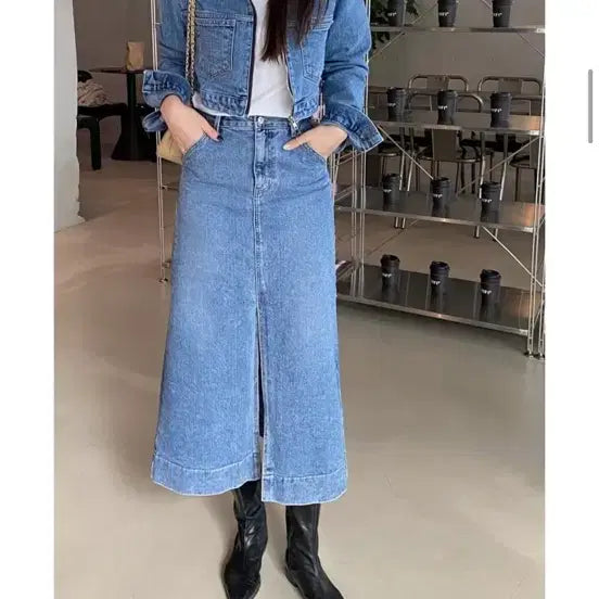 [BUNJANG] Bybeige Denim Jacket Skirt Set / 바이베이지 데님 자켓 스커트 셋업
