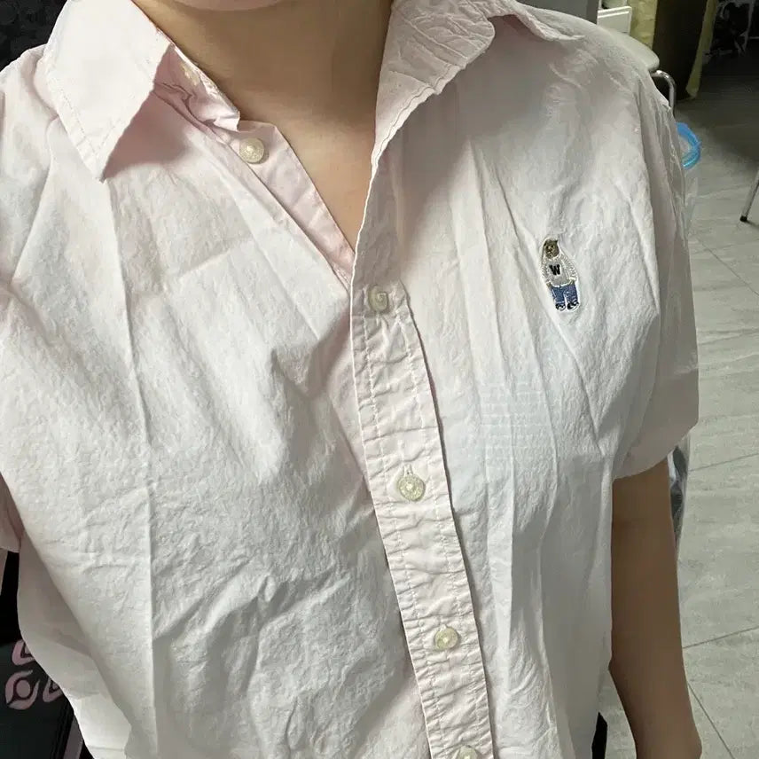 [SOLD OUT] 후아유 핑크 반팔 크롭 셔츠