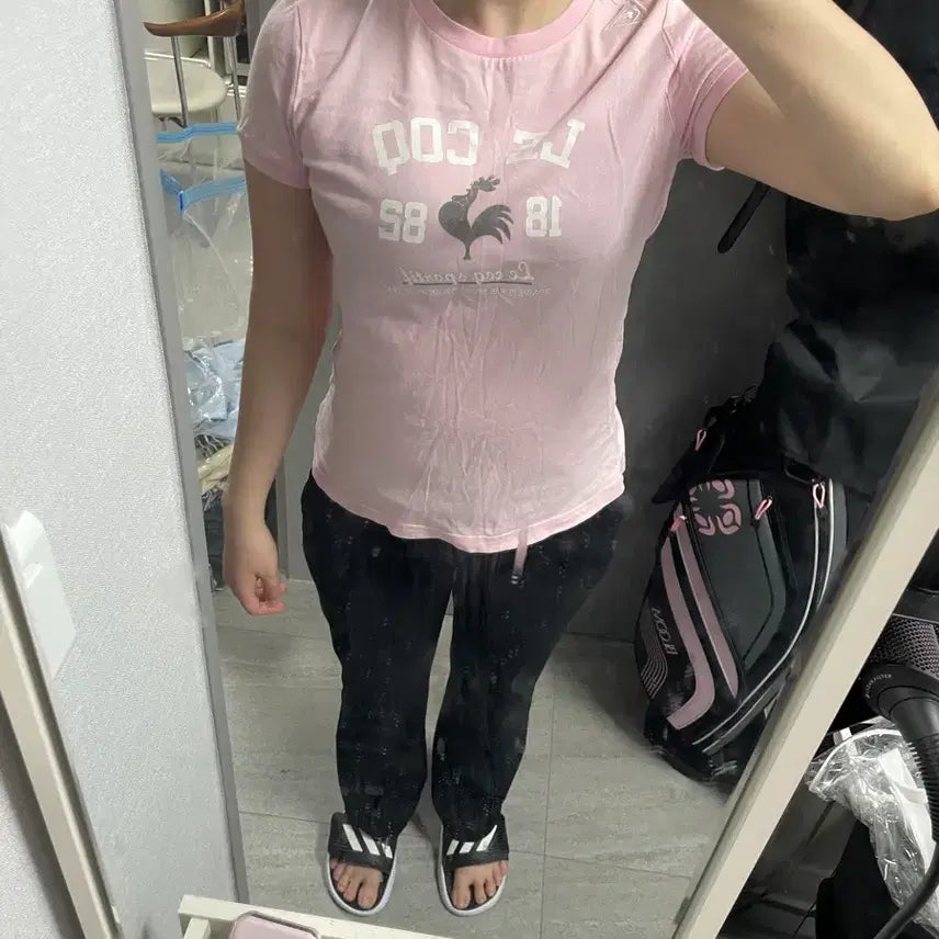 [BUNJANG] Le Coq Sportif Pink Short Sleeve T-shirt / 르꼬끄 스포르티브 핑크 반팔 티셔츠