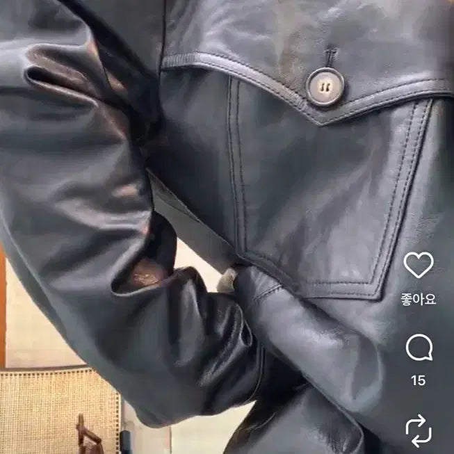 [BUNJANG] SSONG STUDIO Oversized Lambskin Leather Jacket / 쏭스튜디오 오버핏 램스킨 가죽 자켓
