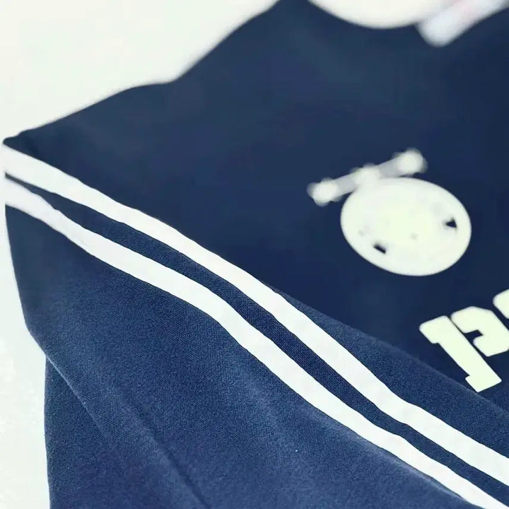 [BUNJANG] Two-Line Track Printing Point Navy Sweatshirt / 두줄 트랙 프린팅 포인트 네이비 맨투맨