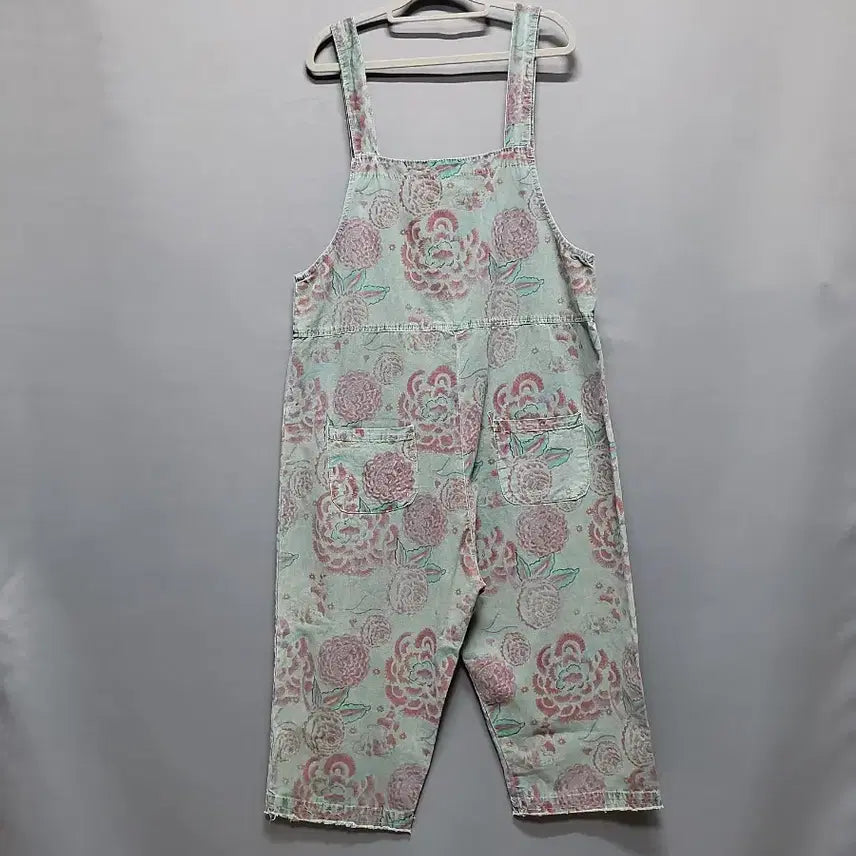 [SOLD OUT] 플라워 패턴 워싱 면 멜빵 바지 (77반까지 )