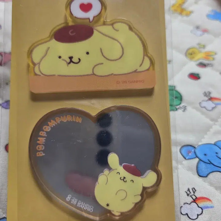 [BUNJANG] Sanrio Pompompurin Acrylic Sticker &amp; Mirror Set / 산리오 폼폼푸린 아크릴 스티커 &amp; 거울