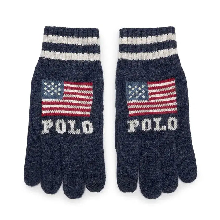 [BUNJANG] Polo Ralph Lauren Intarsia Knit Flag Touch Gloves - Navy / [새상품] 폴로 랄프로렌 인타르시아 니트 플래그 터치 글로브-네이비