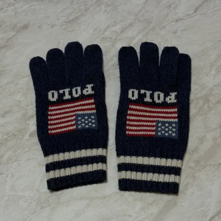 [BUNJANG] Polo Ralph Lauren Intarsia Knit Flag Touch Gloves - Navy / [새상품] 폴로 랄프로렌 인타르시아 니트 플래그 터치 글로브-네이비