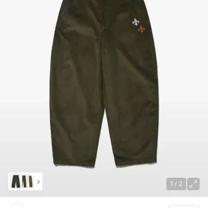 [BUNJANG] Ogaff Olive Corduroy Curved Pants / 오가프 올리브 코듀로이 커브드 팬츠
