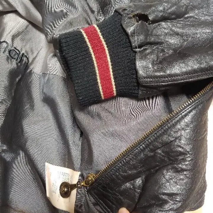 [BUNJANG] Pelle Pelle Leather Varsity Jacket / 펠레펠레 가죽자켓 바시티