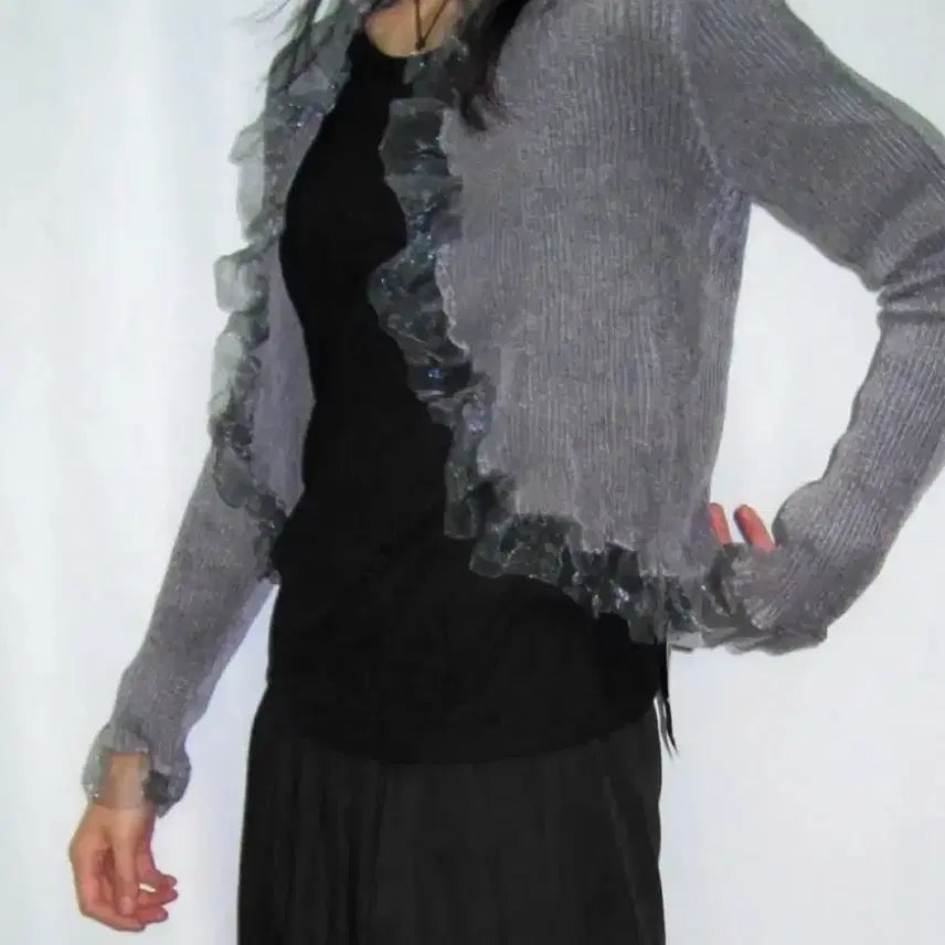 [BUNJANG] Specchio Ruffle Pleated Cardigan / Specchio 스페치오 러플 가디건 플리츠 가디건