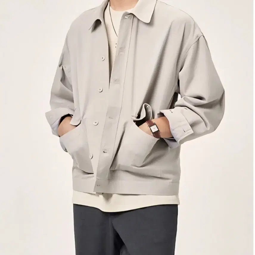 [BUNJANG] DIAMOND LAYLA OutPocket Cotton Jacket - Gray (M) / [다이아몬드레이라]OutPocket Cotton Jacket/gray/M