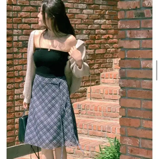 [BUNJANG] Nisum Buttery Check Layered Skirt - Midi Skirt (Size M) / 니썸 버터리체크레이어드스커트 미디 치마 m