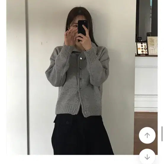 [BUNJANG] WeAreUs Pepper High Neck Button Cardigan Gray / 위크어스 페퍼 하이넥 버튼 가디건 그레이 회색