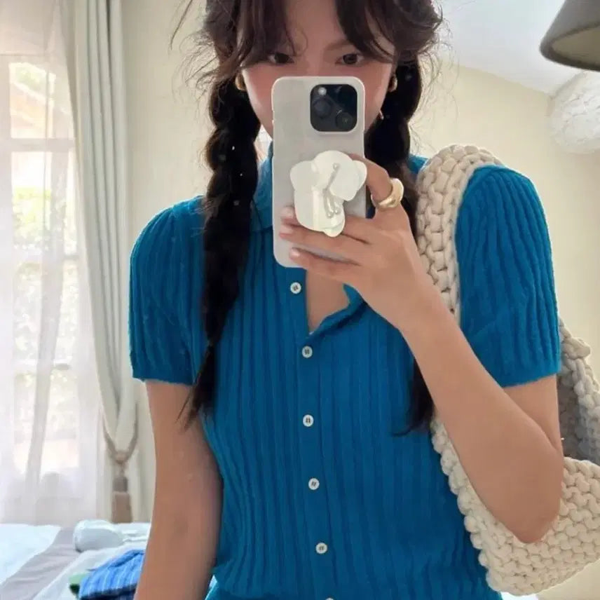 [BUNJANG] GED Button Collar Knit Blue Size S / GED 게드 버튼 카라 니트 블루 S사이즈 (새상품, 택O)