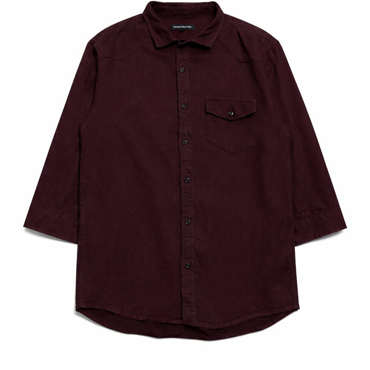[BUNJANG] Semantic Design Burgundy Mixed Oversized 7/10 Sleeve Shirt L / JPN 일본 빈티지 y2k 모리걸 아메카지 오버핏 7부 버건디 셔츠 L