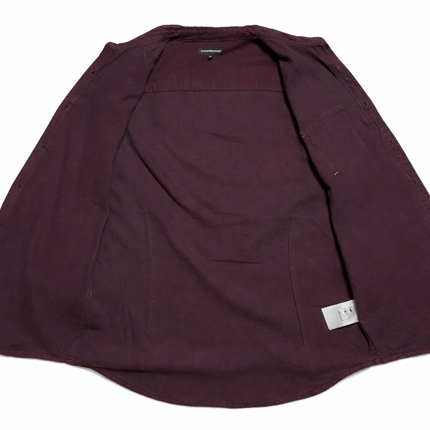 [BUNJANG] Semantic Design Burgundy Mixed Oversized 7/10 Sleeve Shirt L / JPN 일본 빈티지 y2k 모리걸 아메카지 오버핏 7부 버건디 셔츠 L