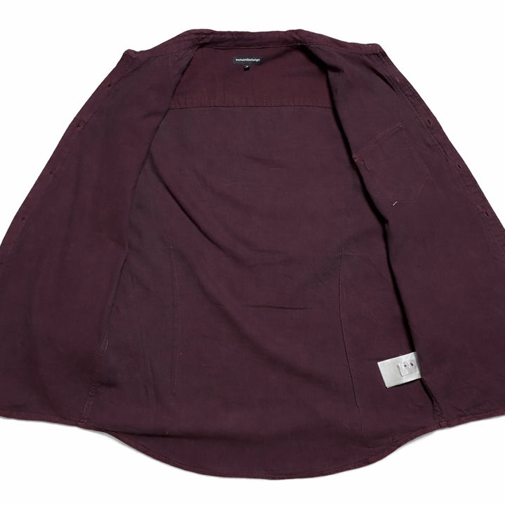 [BUNJANG] Semantic Design Burgundy Mixed Oversized 7/10 Sleeve Shirt L / JPN 일본 빈티지 y2k 모리걸 아메카지 오버핏 7부 버건디 셔츠 L