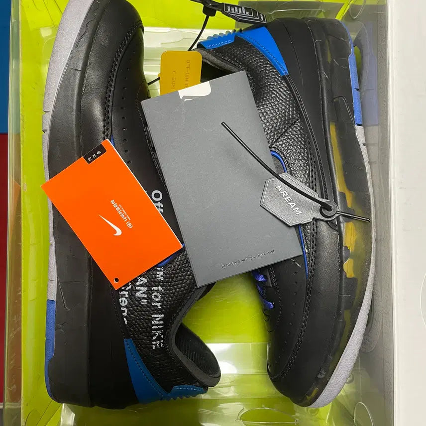 [BUNJANG] Nike Jordan 2 x Off-White Retro Low SP Black and Varsity Royal Sneakers / 조던 2 x 오프화이트 레트로 로우 SP 블랙 앤 바시티 로얄 285mm