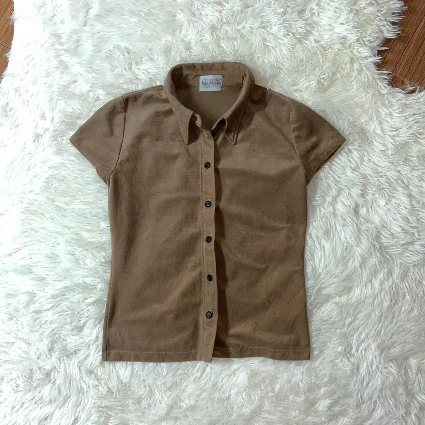 [SOLD OUT] NOUS PLAISONS 브라운 반팔 블라우스