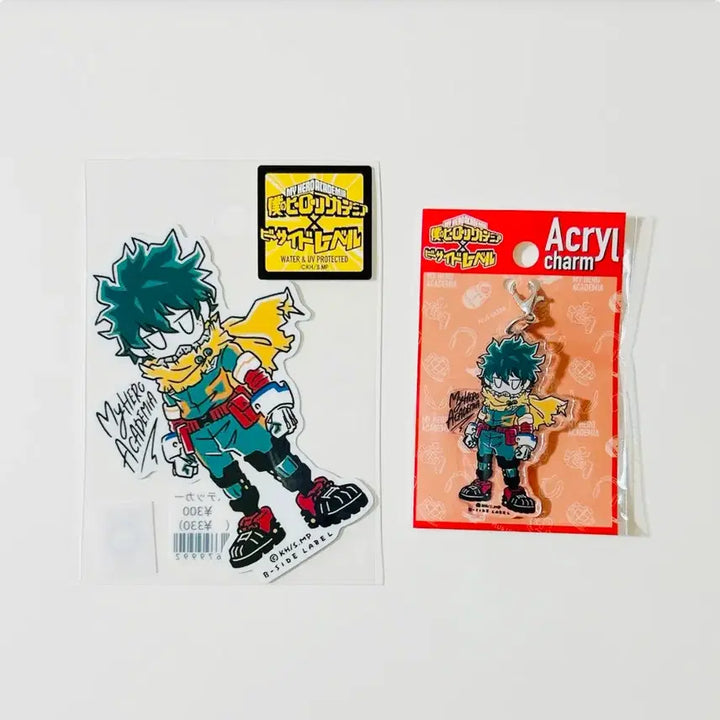 [BUNJANG] B-Side Label Midoriya Izuku Keyring &amp; Sticker Set / 나히아 히로아카 비사이드라벨 미도리야 키링&amp;스티커