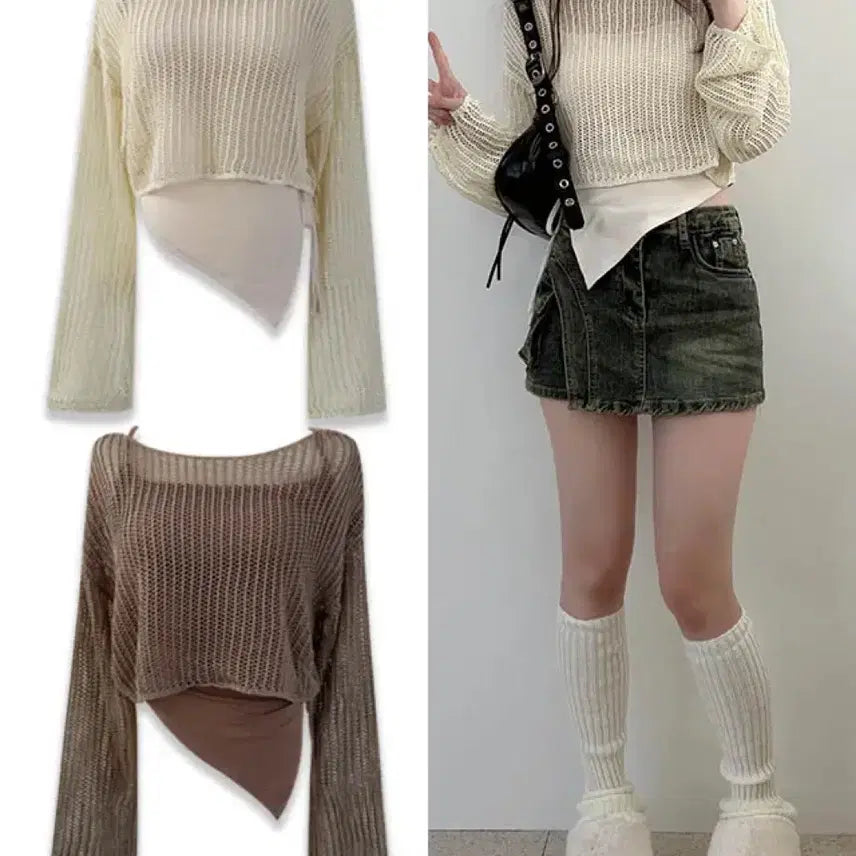 [BUNJANG] Cropped Knit Tank Top Set / 크롭 니트 나시 set