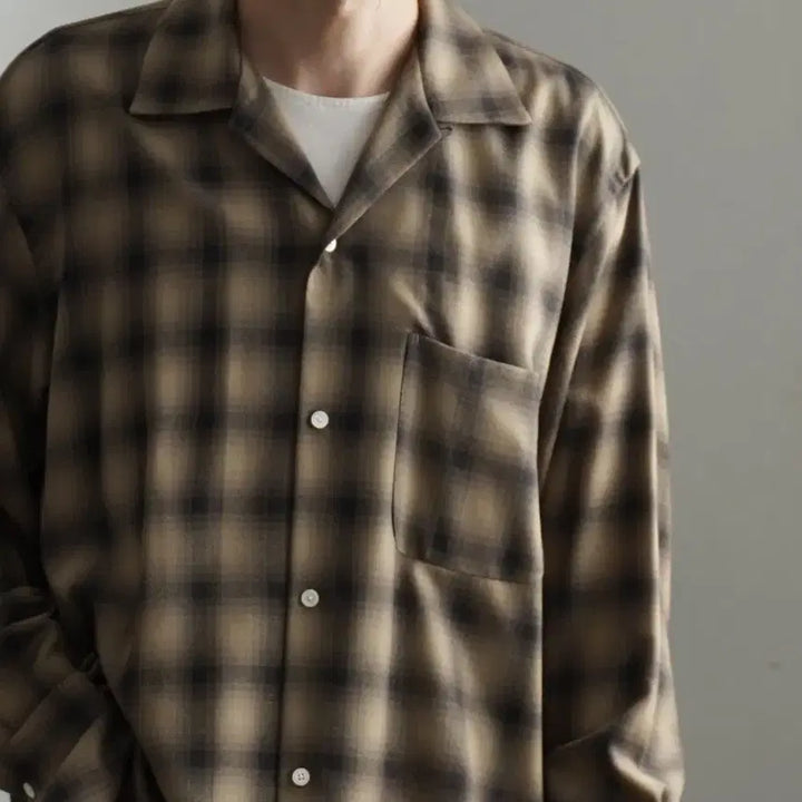 [BUNJANG] Kaptain Sunshine 25FW Wool Ombre Open Collar Shirt Size 42 / 25FW 캡틴선샤인 울 옴브레 오픈칼라 셔츠 5사이즈(42)